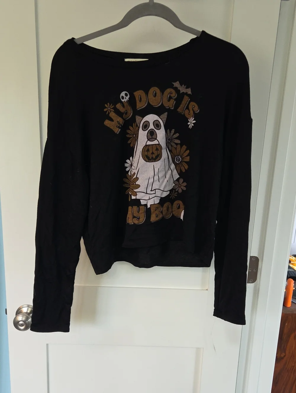 Moa Moa Black Halloween 'My Dog Is My Boo' Graphic Long-Sleeve Top